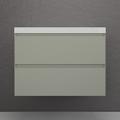 Style Line Тумба под раковину Манхэттен 80 Plus подвесная эмаль олива матовая – фотография-2